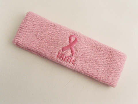 Light Pink Terry Head Band W Ribbon Symbol Faith Word - Click Image to Close