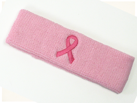 Light Pink Terry Head Band with Ribbon Symbol - Click Image to Close