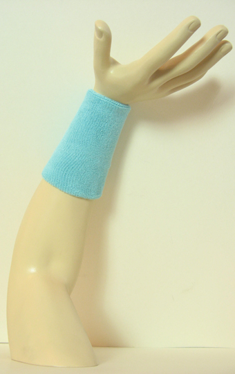 Light sky blue 6 inch long wristband sweatband - Click Image to Close