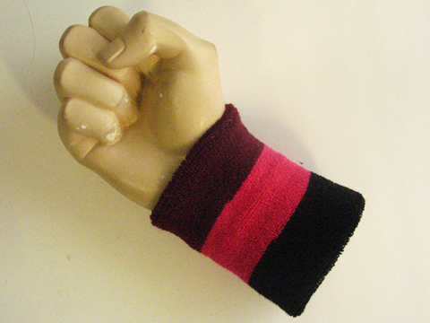 Maroon hot pink black wristband sweatband - Click Image to Close