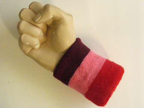 Maroon pink red wristband sweatband - Click Image to Close