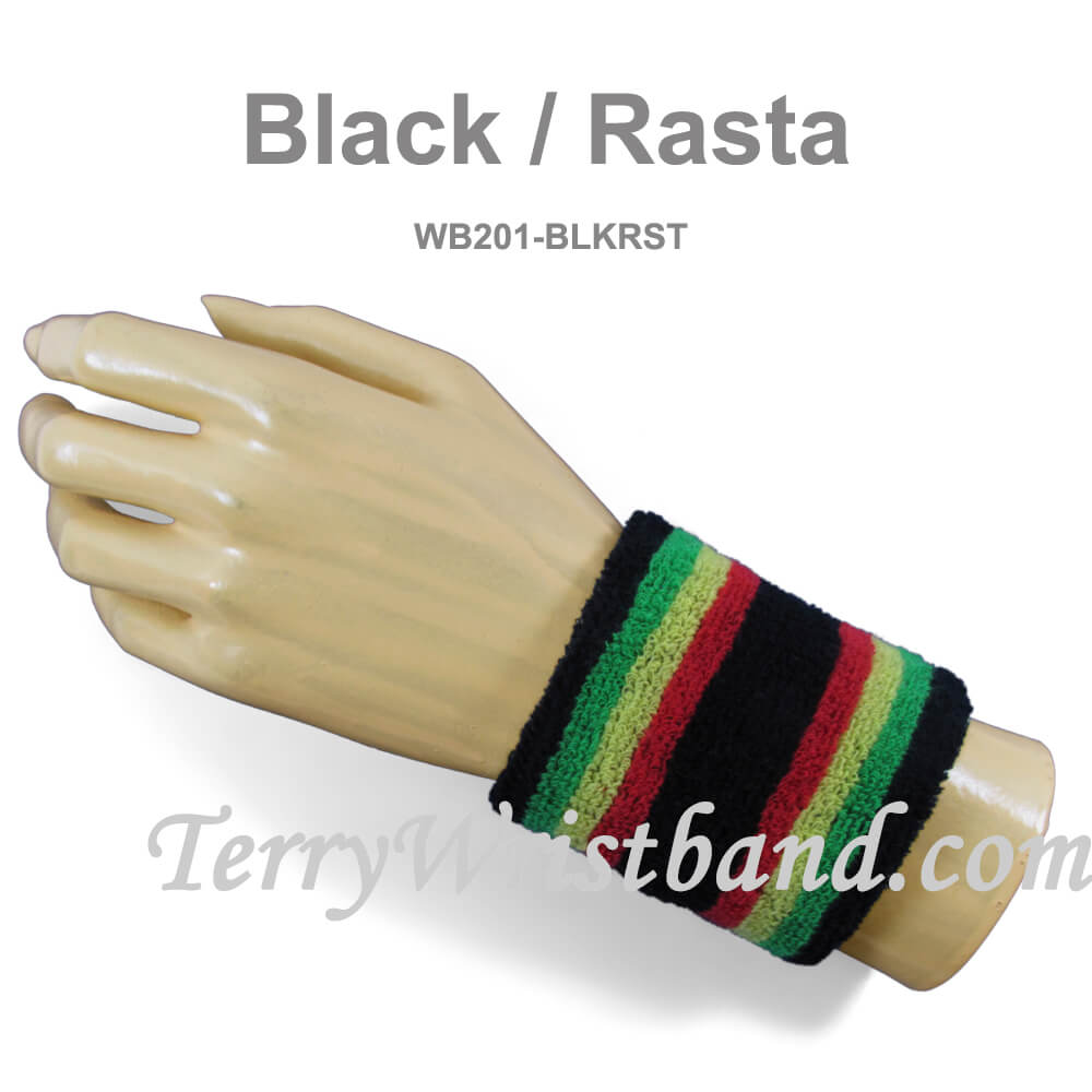 2.5 inch Multi-color Striped Sweat Wristbands for Sports - Click Image to Close