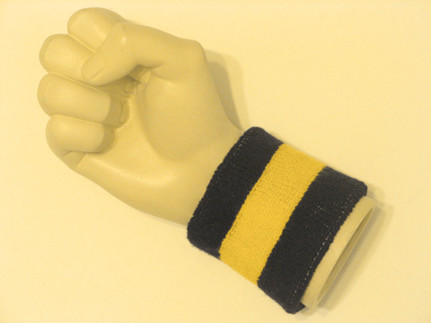 Navy golden yellow navy 2colored wristband sweatband - Click Image to Close