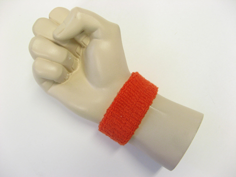 Orange cheap 1 inch thin terry wristband - Click Image to Close
