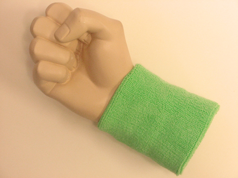 Pale green wristband sweatband terry for sports - Click Image to Close