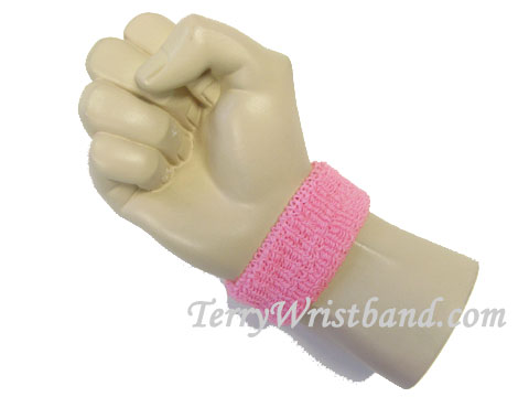 Pink cheap 1 inch thin terry wristband - Click Image to Close