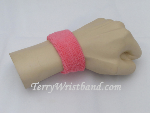 Pink 1inch thin terry wristband - Click Image to Close