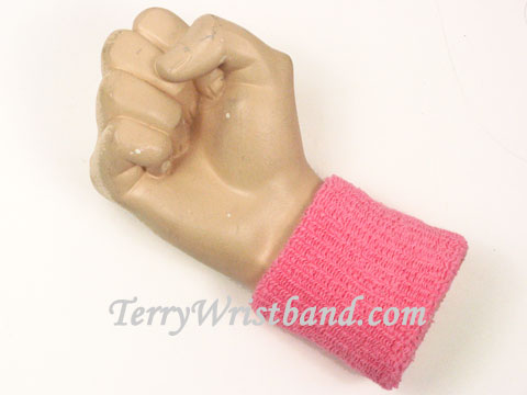 Pink cheap terry wristband - Click Image to Close