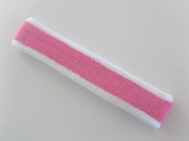 Pink White Long Terry Head Band - Click Image to Close