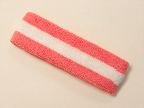 Pink White Stripe Terry Head Band - Click Image to Close