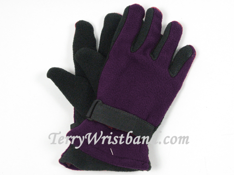 Purple Winter Fleece Glove with adjustable strap - Click Image to Close