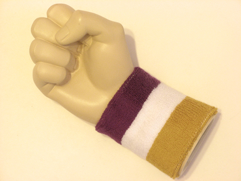 Purple white dark gold 3color wristband sweatband - Click Image to Close