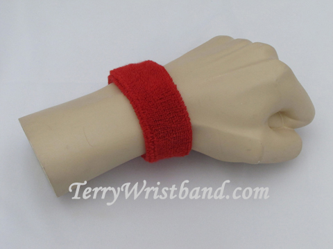 Red 1inch thin terry wristband - Click Image to Close