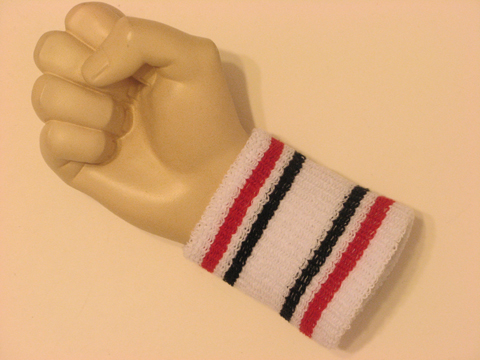 Red black striped white cheap terry wristband - Click Image to Close