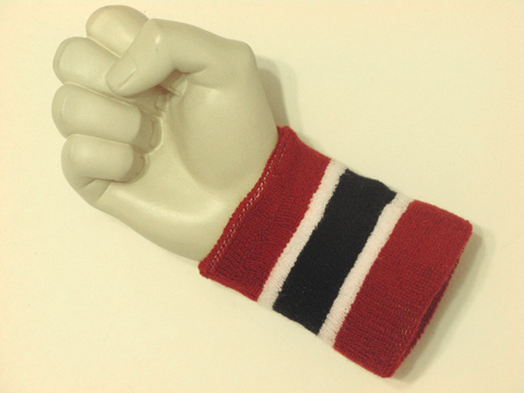 Red black white 3 colored wristband sweatband - Click Image to Close