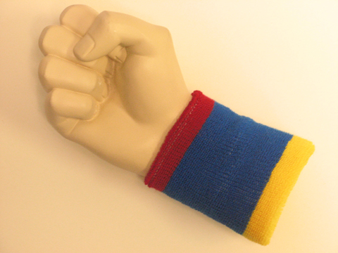 Red blue yellow cheap terry wristband sweatband - Click Image to Close