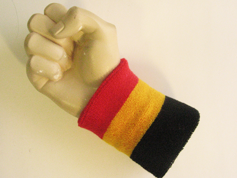 Red golden yellow black wristband sweatband - Click Image to Close