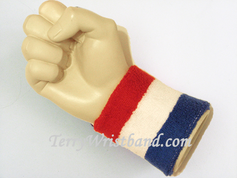 Red white blue 3color wristband sweatband - Click Image to Close