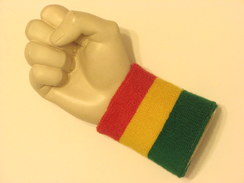 Red yellow green rasta 3color wristband sweatband - Click Image to Close
