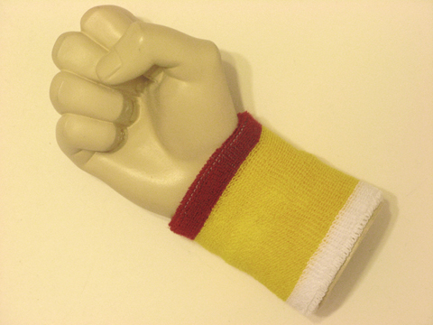 Red yellow white cheap terry wristband sweatband - Click Image to Close