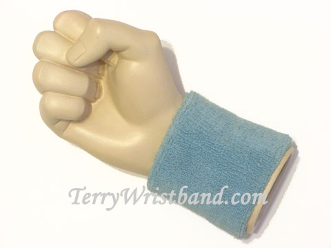 Steel blue wristband sweatband terry for sports - Click Image to Close