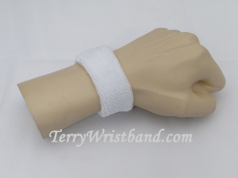 White 1inch thin terry wristband - Click Image to Close