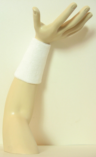 white 6 inch long wristband sweatband - Click Image to Close