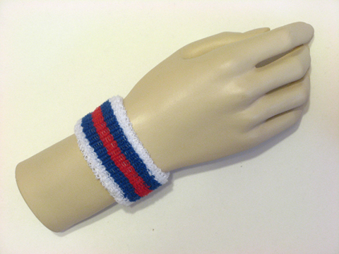 White blue red blue white cheap kids terry wristband - Click Image to Close