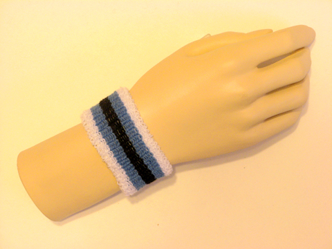 White cerulean blue black ceruleanblue white kid terry wristband - Click Image to Close