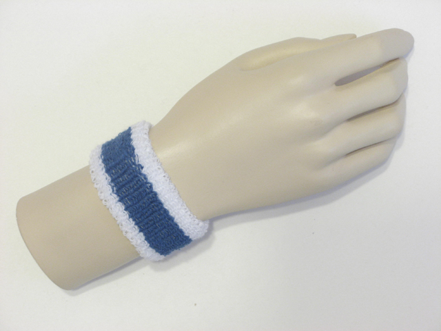 White cerulean blue white cheap kids terry wristband - Click Image to Close