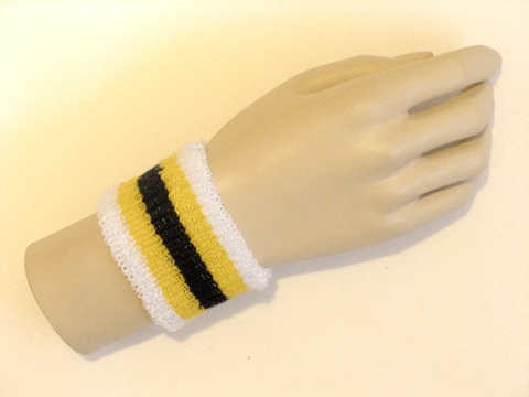 White yellow navy yellow white youth cheap terry wristband - Click Image to Close