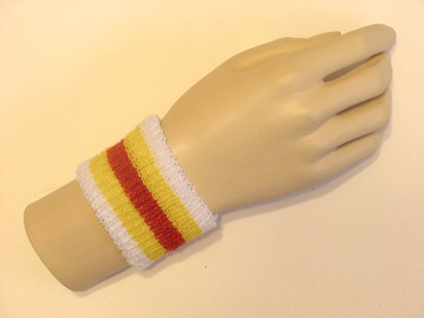 White yellow red yellow white youth cheap terry wristband - Click Image to Close