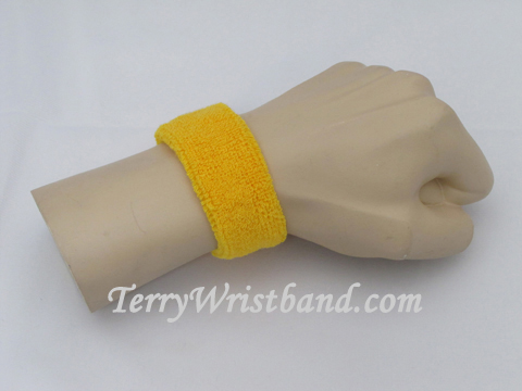 Yellow 1inch thin terry wristband - Click Image to Close