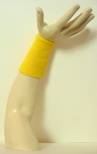 yellow 6 inch long wristband sweatband