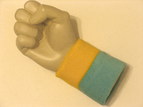 Sky blue and yellow 2color wristband sweatband - Click Image to Close