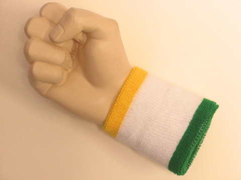 Yellow white green cheap terry wristband sweatband - Click Image to Close