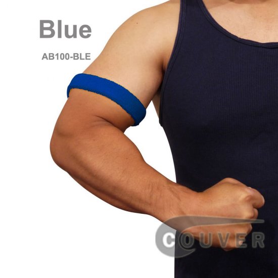 COUVER 1 inch Soft Cotton Terry Bicep/Arm Band - Blue(1Piece)