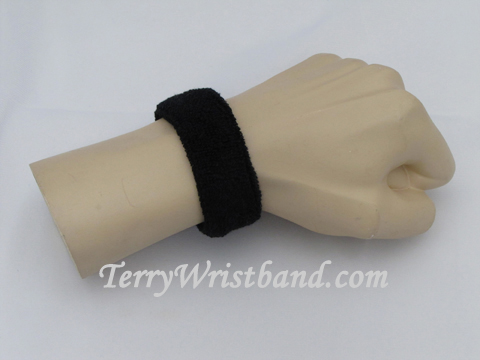 Black 1inch thin terry wristband - Click Image to Close
