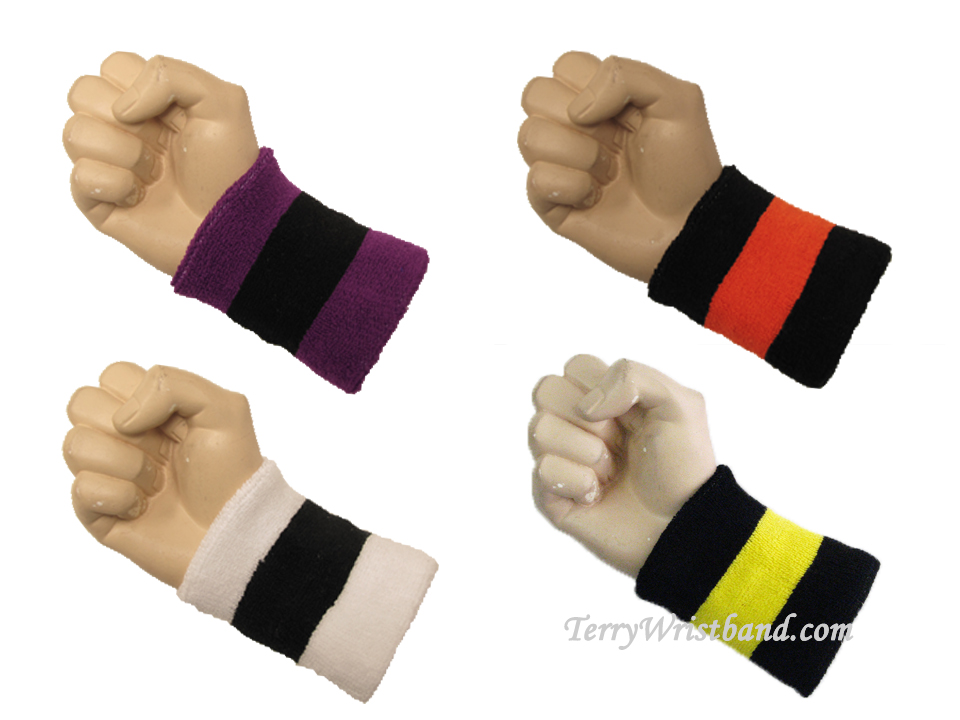 4" Black based Sweat Wristbands