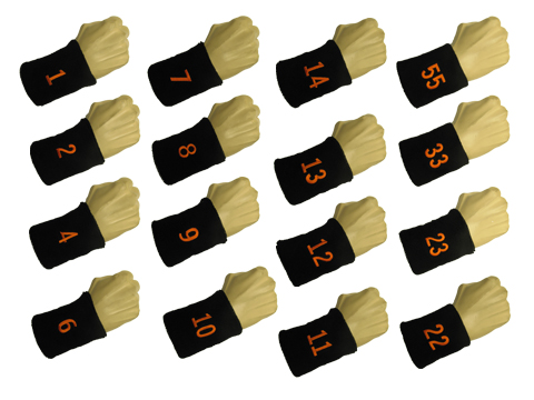 4" Black Wristband with Number