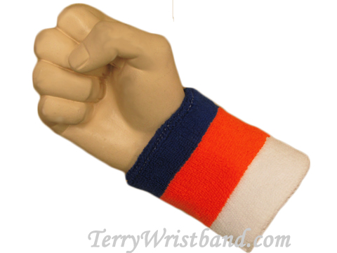Blue dark orange white 3color wristband sweatband - Click Image to Close
