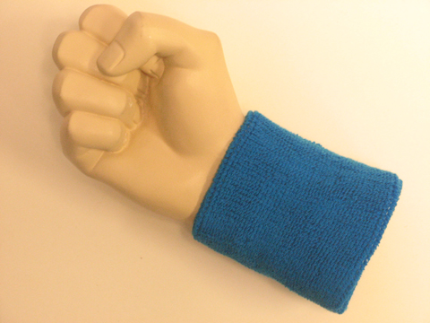 Bright blue wristband sweatband terry for sports - Click Image to Close