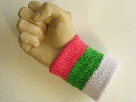 Bright pink bright green white terry wristband sweatband 3color - Click Image to Close