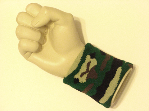 Green camouflage terry wristband jacquard - Click Image to Close