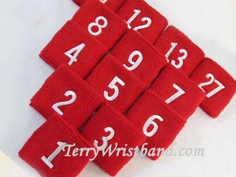 2.5" Red Wristband with Number