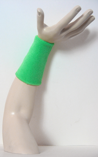 Pale green 6 inch long wristband sweatband - Click Image to Close