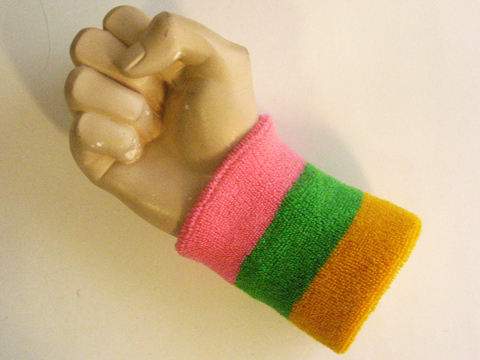 Pink bright green golden yellow terry wristband sweatband 3color - Click Image to Close
