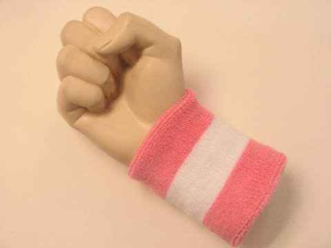 Pink white pink 2color wristband sweatband, 1PC - Click Image to Close