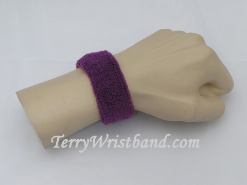 Purple 1inch thin terry wristband - Click Image to Close