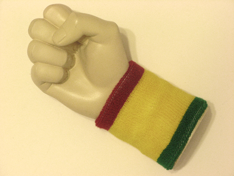 Red yellow green rasta cheap terry wristband sweatband - Click Image to Close